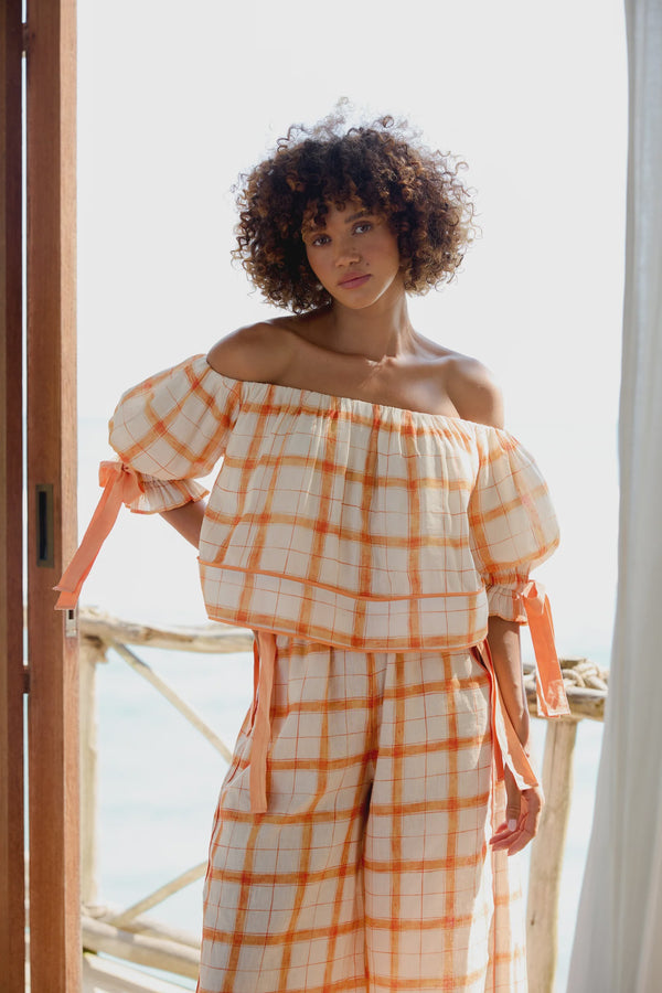 Odet Le Soleil Top - Mandarine Gingham