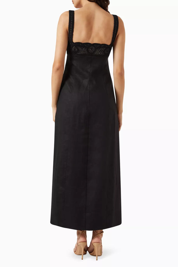 CLEA Cecilia Lace Longline Dress - Black