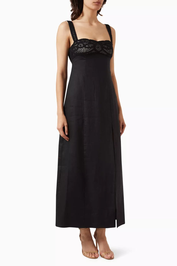 CLEA Cecilia Lace Longline Dress - Black