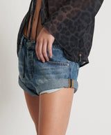 One Teaspoon Blue Love Notched Bandit Low Waist Denim Shorts