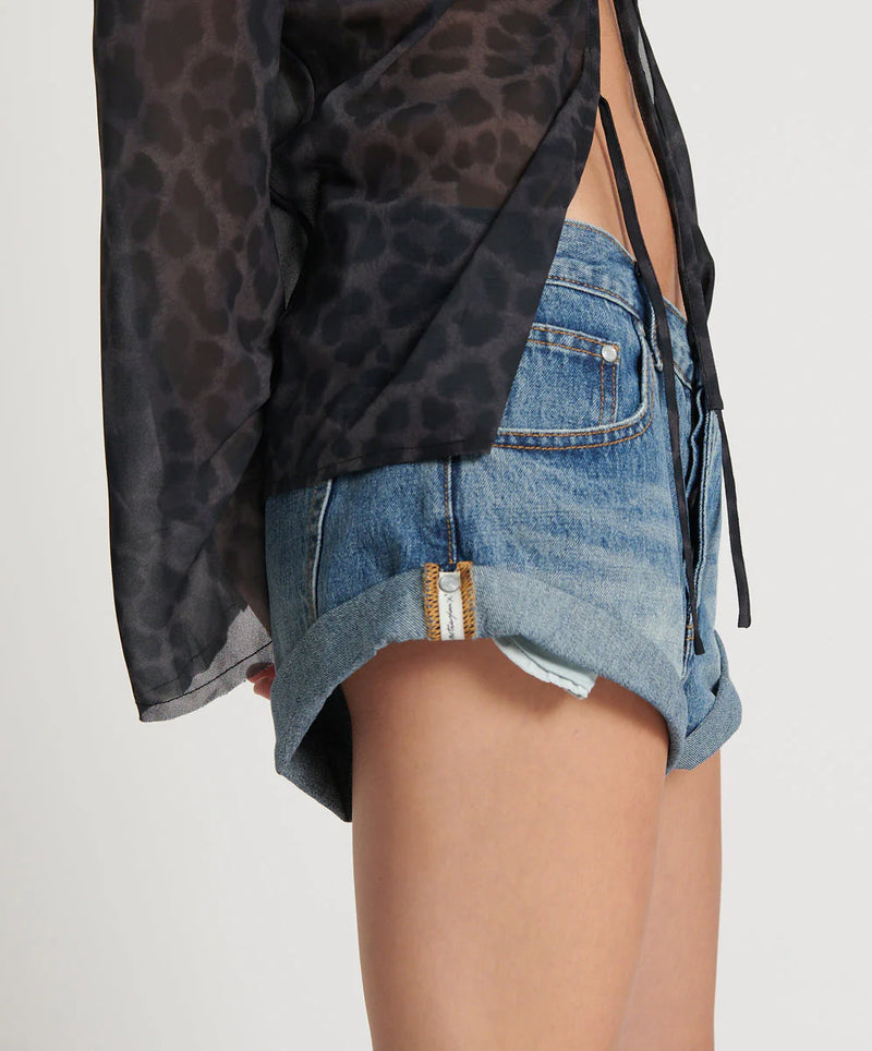 One Teaspoon Blue Love Notched Bandit Low Waist Denim Shorts