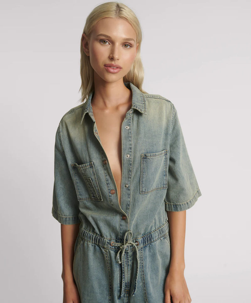 One Teaspoon Veronica Denim Jumpsuit - Blue Sand