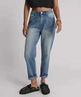 One Teaspoon High Waist Slims Cropped Jeans - Blue Summer