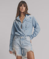 One Teaspoon Blue Heart Frankies Low Waist Long Length Denim Short