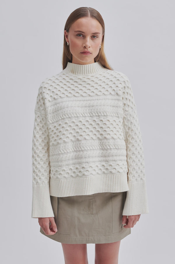 Second Female Glava Knit T-Neck - Vaporous White