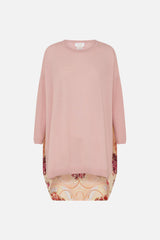 Baby pink knit jumper with silk back.