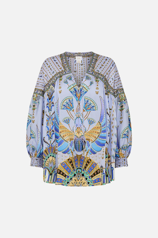 Camilla Under Scarab Skies Blouson Blouse with Neck Tie