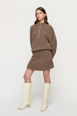 CLEA Boyd Boucle Half Zip - Walnut