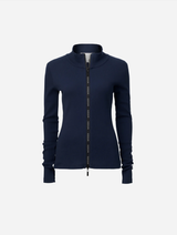 Navy blue long sleeve with zip down the centre
