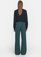 Deep green silk trousers from Australian Designer Viktoria & Woods.