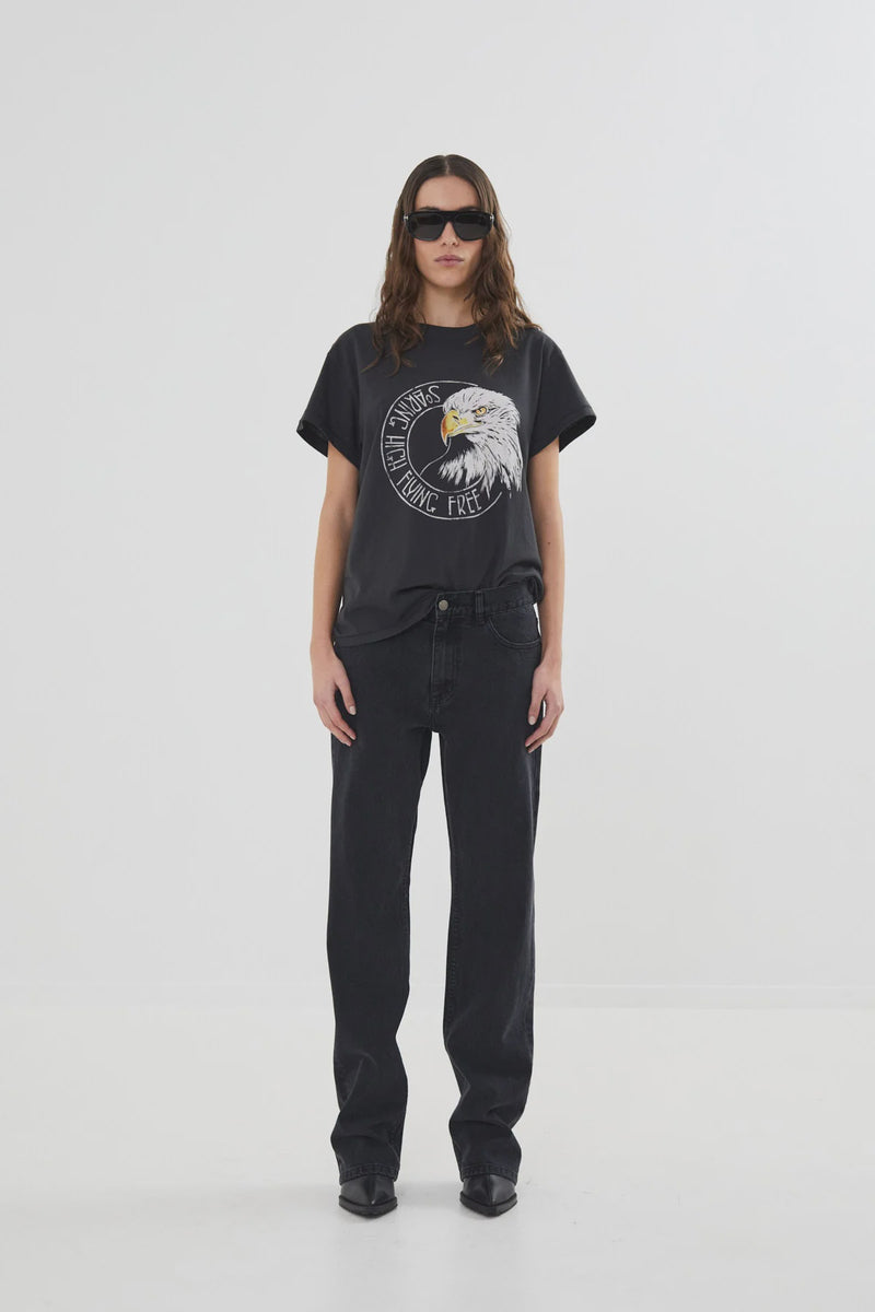 Rabens Saloner Ambla Eagle Tee - Faded Black