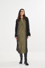 Rabens Saloner Amila Shirtdress - Olive/Charcoal Combo