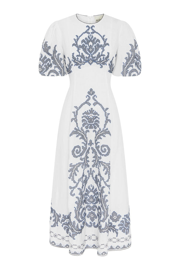 ALEMAIS Hazel Embroidered Midi Dress