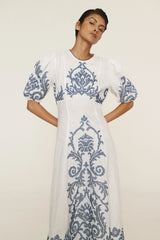 ALEMAIS Hazel Embroidered Midi Dress