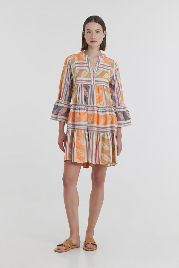 Devotion Twins Hermosa Short Dress - Orange/Lilac