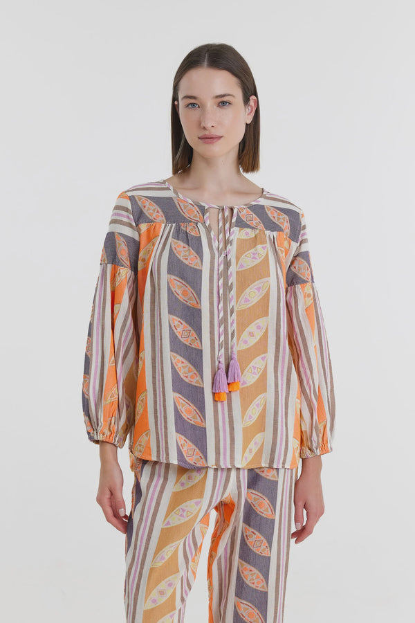 Devotion Twins Nadia Blouse - Orange/Lilac