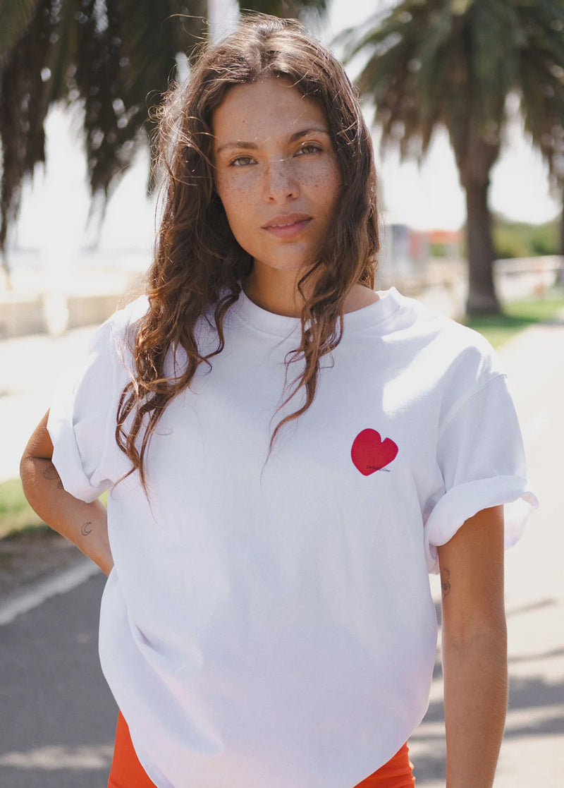 cartel & willow Mini Heart Tee - White/Red