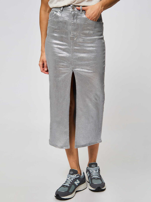 Second Female Aspect Metallic Skirt - Silver