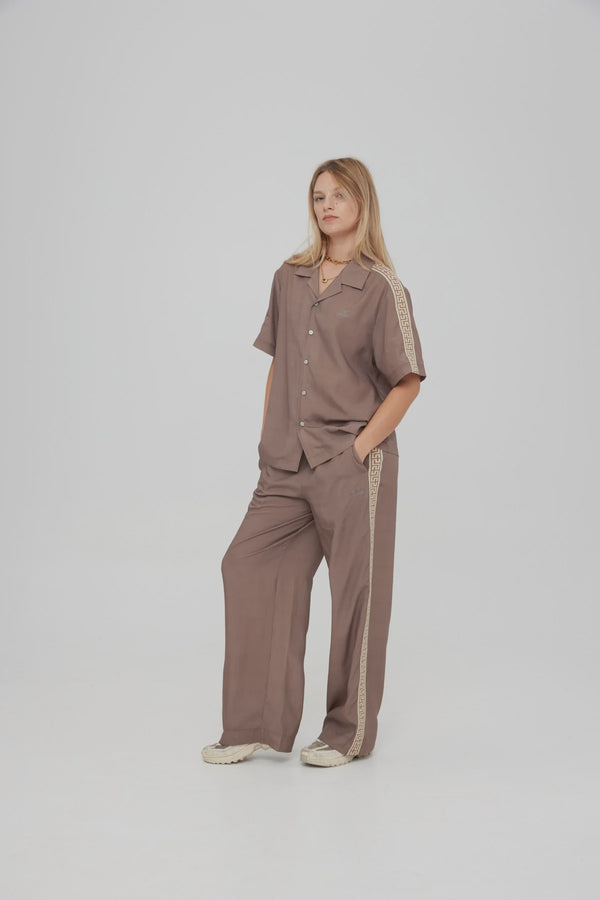 Something Very Special Geo Vacay Pant - Dark Taupe